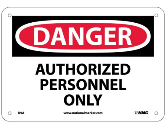 Picture of DANGER AUTHORIZED PERSONNEL ONLY SIGN, PER EACH