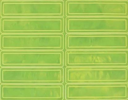 Picture of 1 x 4 Inch, Fluorescent Lime, Prismatic Reflective Stickers (16 per Sheet), PER SHEET