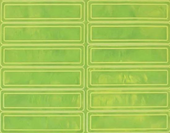 Picture of 1 x 4 Inch, Fluorescent Lime, Prismatic Reflective Stickers (16 per Sheet), PER SHEET