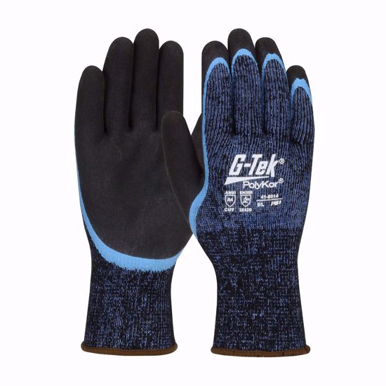 Picture of Winter/Thermal G-Tek® PolyKor® Seamless Knit Single-Layer PolyKor®/ Acrylic Blend Glove with Double-Dip Latex MicroSurface Grip on Palm & Fingers, PER DZ, CHOOSE SIZE!