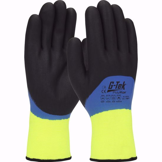 Picture of Winter/Thermal ANSI Cut 3 Seamless Knit PolyKor® Blend Glove with Acrylic Liner and Double-Dipped Nitrile Foam Grip on Full Hand, PER DZ, CHOOSE SIZE!