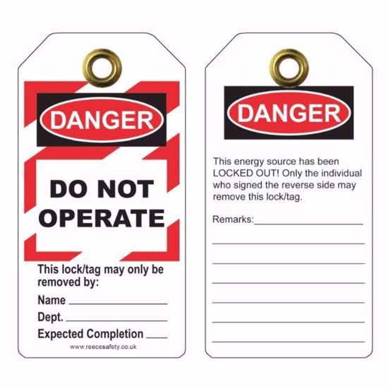 Picture of DANGER-DO NOT OPERATE tags, vinyl w/grommet, 10/pk, PER PACK