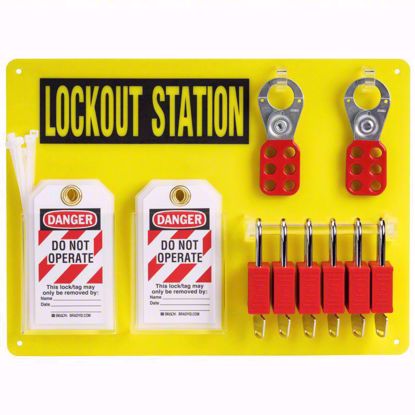 Picture of 6 lock lockout station, NON-Conductive, Keyed different (Picture not actual locks/hasps)