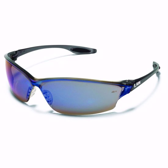 Picture of Law® LW2 Series Safety Glasses, Blue Diamond Mirror Lens, TPR Nose Piece and Temple Inserts, Gray Frame, PER DOZEN